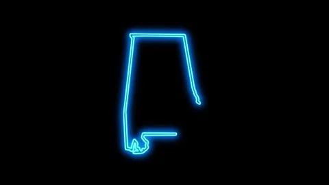 Alabama Map Outline Neon Lights 库存影片 332891509