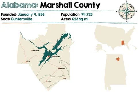 Alabama: Marshall county map Stock Illustration