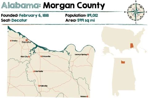 Alabama: Morgan county map Stock Illustration