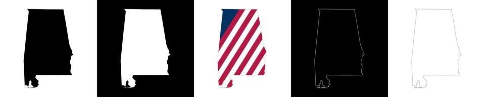 Alabama outline map set Stock Illustration
