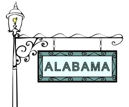 Alabama retro pointer lamppost Stock Illustration