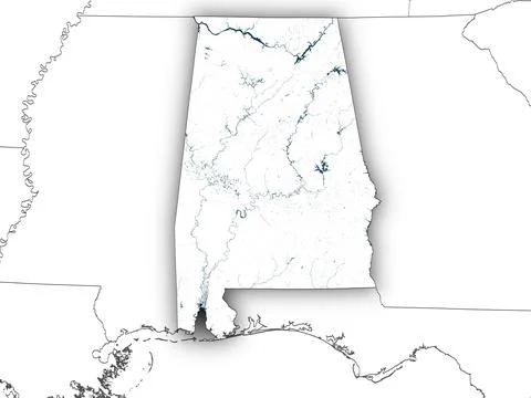 Alabama shape with state borders, white map 스톡 일러스트