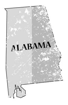 Alabama State and Date Map Grunged Stock Illustration