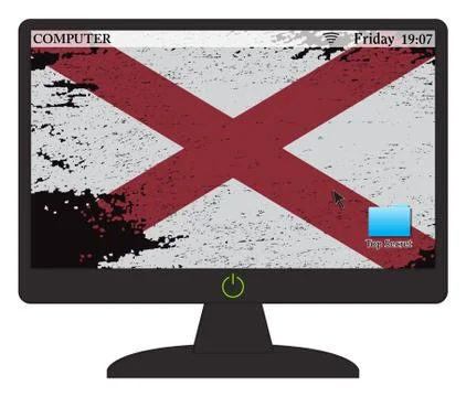 Alabama State Computer Flag With On Button Stock Illustration