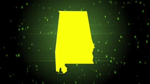 Alabama State Digital Map Intro Stock Footage 248050318