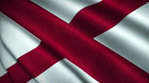 Alabama State Flag Flying in the Wind Looping 3D Animation Stock-Footage 66388973