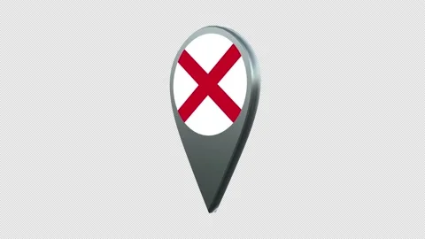Alabama State Flag Location Map Marker Pin With Alpha Channel Looped Stock Footage 239455347