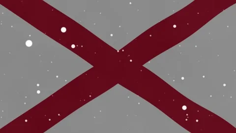 Alabama State Flag Motion Graphic Loop with Snow Particles Effect. Video stock 345642806