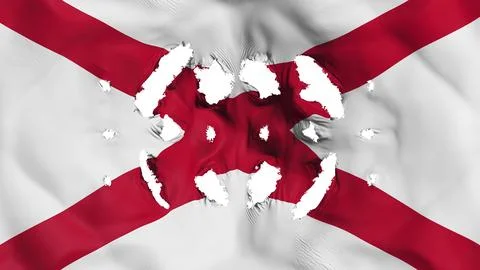 Alabama state flag with a small holes, white background, 3d rendering Stock Illustration