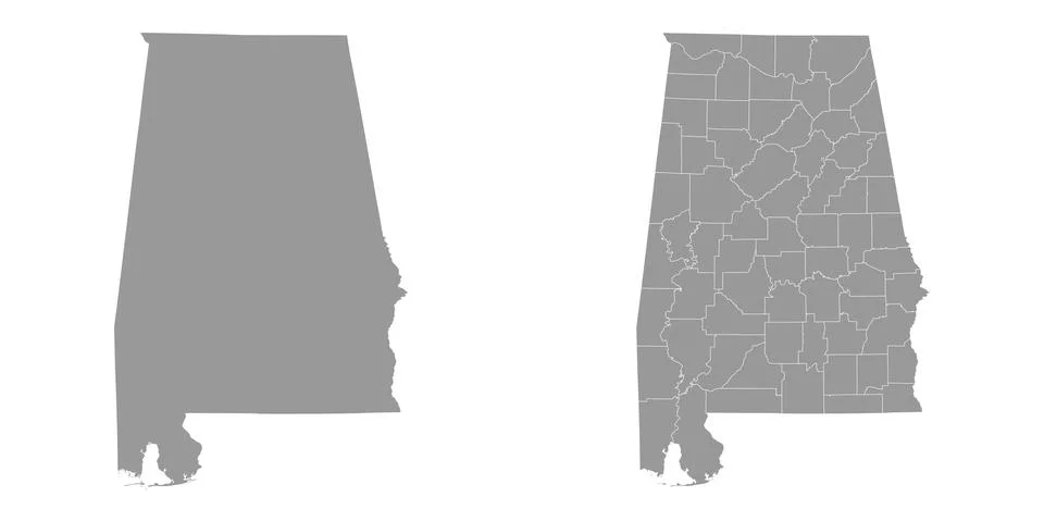 Alabama state gray maps. Vector illustration. Stock Illustration