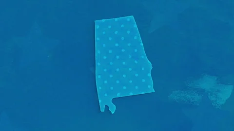 Alabama State Map with Blue Dotted Texture Video stock 347278709
