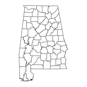 Alabama state map with counties. Vector illustration. Stock Illustration