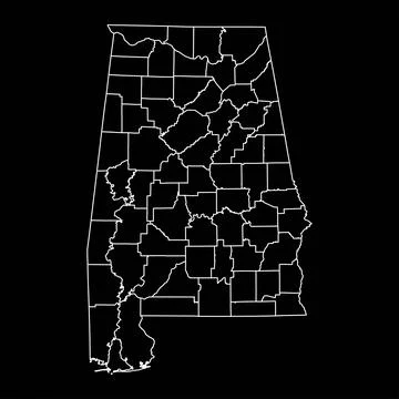 Alabama state map with counties. Vector illustration. Stock Illustration