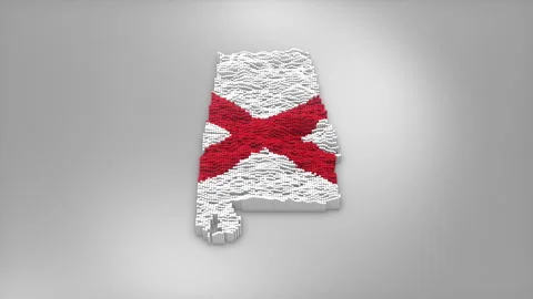 Alabama State Map with Flag Intro Background Stock Footage 315165330