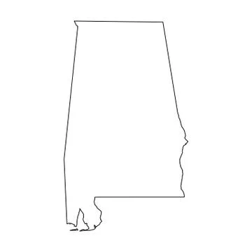 Alabama, state of USA - solid black outline map of country area. Simple flat 스톡 일러스트