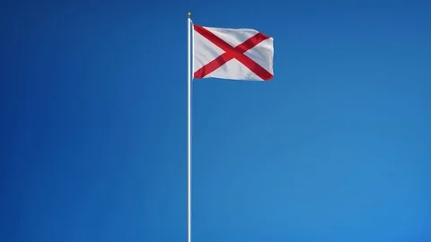 Alabama (U.S. state) flag in slow motion seamlessly looped with alpha Stock Footage 70146960