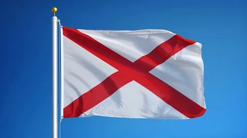 Alabama (U.S. state) flag in slow motion seamlessly looped with alpha Stock Footage 70146997