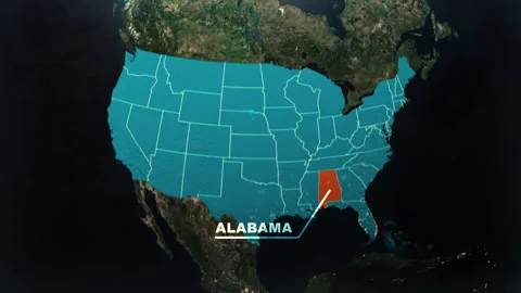 Alabama US State Satellite Map Animation V2 Stock Footage 307777148