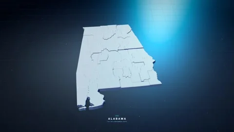 Alabama USA state map with glowing tech digital network style Stock Footage 340613825