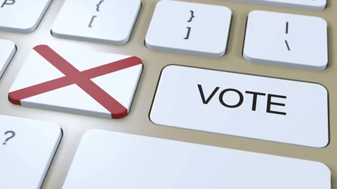 Alabama Vote in State. State Flag and Button 3D Animation Stock Footage 270358736