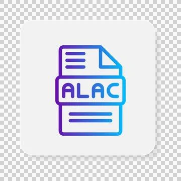 Alac document file flat icons. format files type,extension, symbol icon.  Illustrazione stock