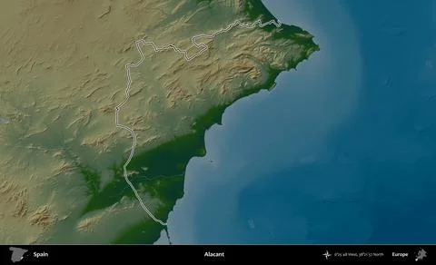 Alacant outlined, Spain. Physical Stock Illustration