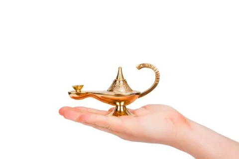 Aladdin lamp in hand Stock Photos