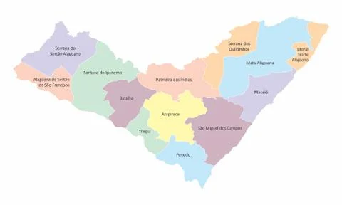Alagoas State regions map Stock Illustration