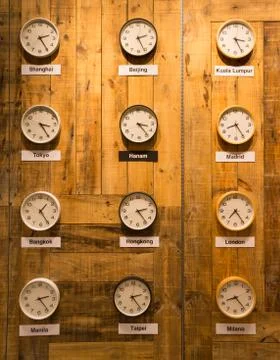 Alalog clocks on a wall Stock Photos