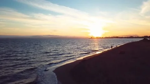 Alameda Beach Sunset-Drone Video stock 134901425