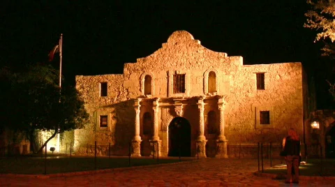 Alamo at night closer San Antonio Texas HD Stock Footage