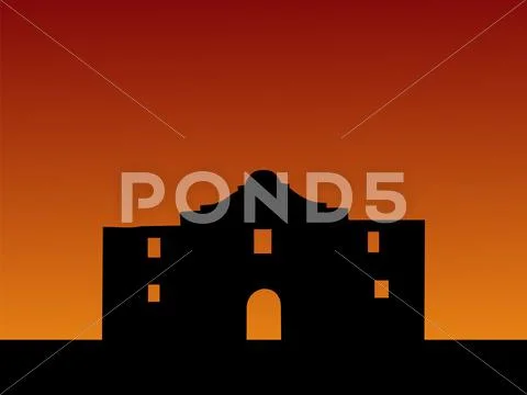 The alamo at sunset Stock Illustration