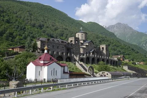 Alan ancient Holy Dormition Monastery. Upper Fiagdon. North Ossetia-Alania Stock Photos