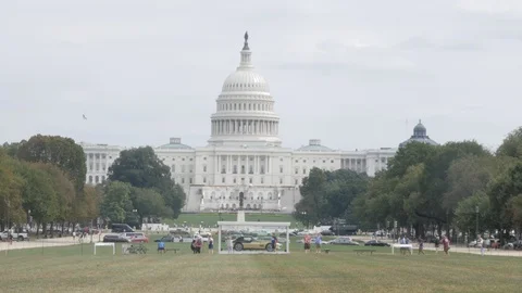 Alan Bean Corvette in Front of the Capitol Building Stock Footage 118536621