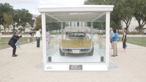 Alan Bean Corvette on the National Mall Stock Footage 118536616