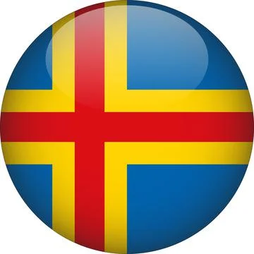 Aland 3D Rounded Flag Vector Stock Illustration