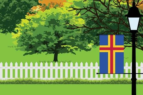 Aland Day Trees Lamp Vector Illustration Stock Illustration