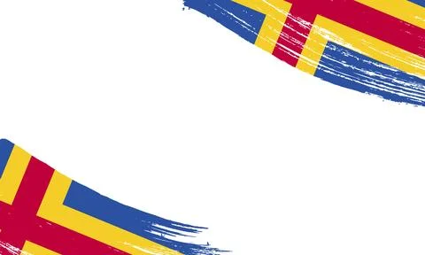 Aland Flag with Brush Stroke Effect, Grunge brush stroke. Watercolor painti.. Stock Illustration