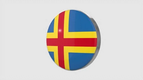 Aland Flag Button flip loop Stock Footage 297769971