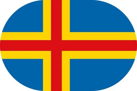 Aland flag in flat oval design Illustrazione stock