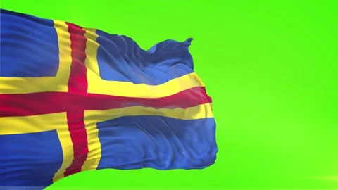 Aland Flag in Green Screen Video stock 328525684