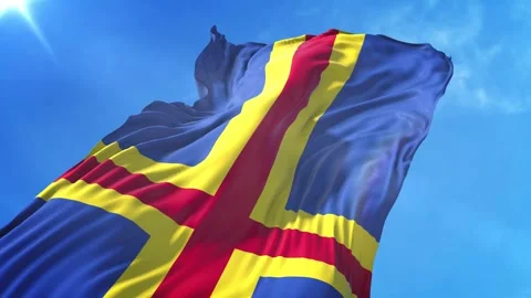 Aland Flag Low Angle View Stock Footage 295683034