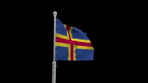 Aland Flag Waving in Loop and Textured 3d Rendered Background Stock Footage 282888574