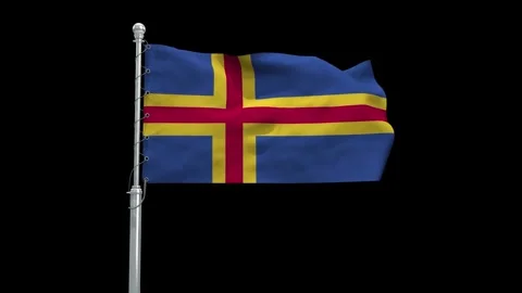 Aland Flag Waving in Loop and Textured 3d Rendered Background - Stock Footage 282888580