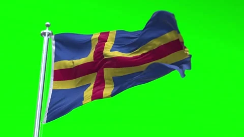 Aland Flag Waving in Loopable and Textured green screen background Stock Footage 296876358