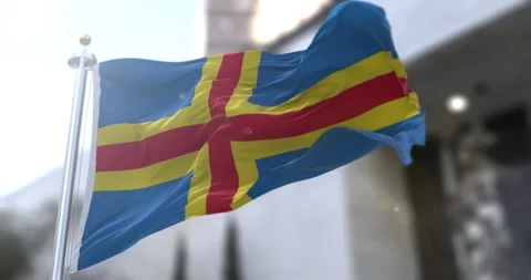 Aland-flag-waving-seamless-loop-4k-60fps Stock Footage 333636056