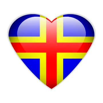 Aland Island flag button. Stock Illustration
