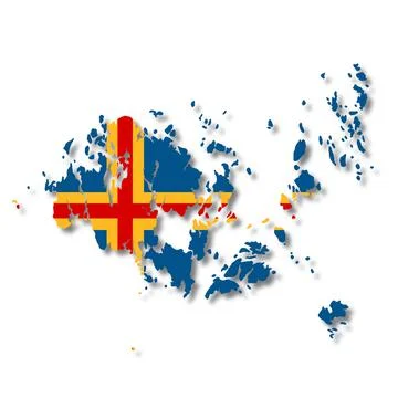 Aland Islands flag map 3d illustration on white with clipping path Stock Illustration