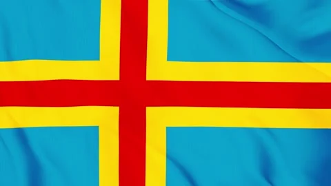 Aland Islands flag waving motion  animation Stock Footage 329366063