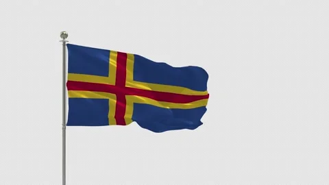 Aland  Looping Of The Waving Flag Pole With Alpha 스톡 동영상 161935566